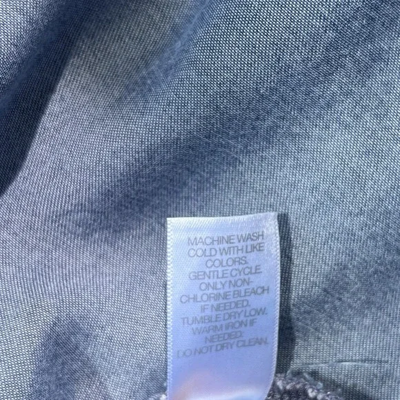 J Jill Blue Denim Check Dress Womens M Plaid Long Sleeve Button Up Distress Boho - Picture 11 of 13